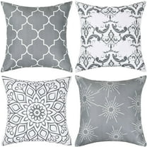 BLEUM CADE Set of 4 Throw Pillow Covers,Modern Pillow Covers 18"x 18",Grey White Decorative throw Pillows Cases for Couch