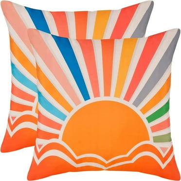 BLEUM CADE Summer Outdoor Pillow Covers 18 x 18 inches,2 Pack,Waterproof,Orange