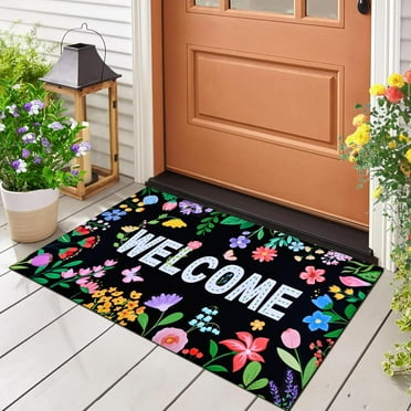BLEUM CADE Spring Welcome Mat Non Slip Outdoor Door Mats Low Profile Entrance Doormats for Outside Patio