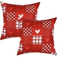 thumbnail image 1 of BLEUM CADE Valentines Day Pillow Covers 18 x 18 inch, Set of 2 Buffalo Plaid Valentine Pillows Covers Waterproof Love Heart Pillow Cases, 1 of 8