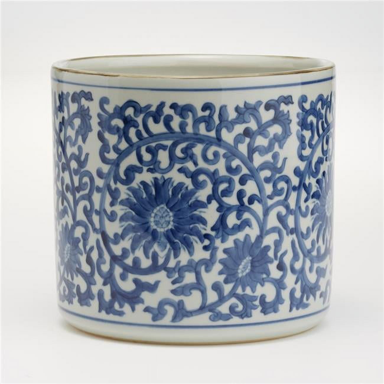 Elegant Blue and White Lotus Flower Ceramic Vase