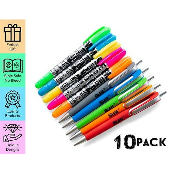 BLIEVE- Bible Highlighters And Pens No Bleed Through, Bible Verse Dry Highlighter and Pens Fine Tip, Bible Journaling Supplies and Bible Study Kit (10 Pack)