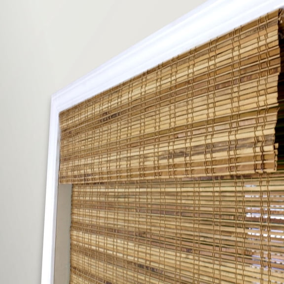 BLINDS Sheer Bamboo Roman Shades with  Tuscan, 34" W x 60" H - Light Filtering Cordless Blinds for Interior Windows - Real Natural Bamboo Material - Mounting Hardware Included