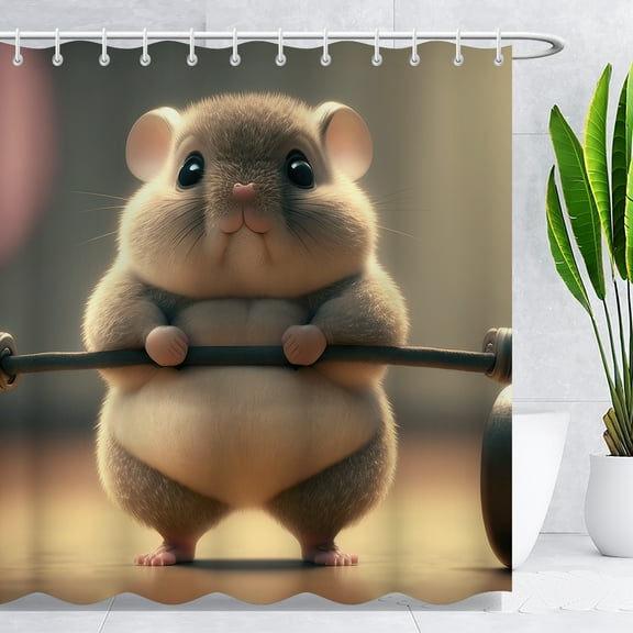 BLINGPAINTING Hamster Shower Curtain Cartoon Mouse Cute Animal Waterproof Fabric Home Bathroom Decor