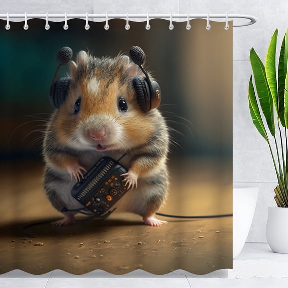 BLINGPAINTING Hamster Shower Curtain Lovely Pet Waterproof Polyester Shower Curtains with 12 Hooks