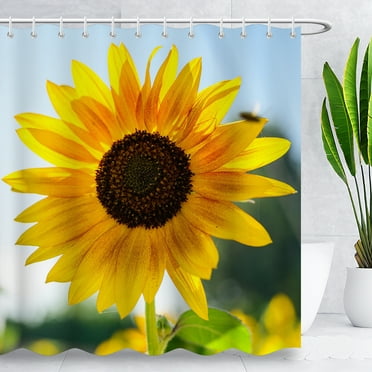 BLINGPAINTING Sunflower Shower Curtain Spring Flower Rustic Farmhouse Shower Curtains for Bathroom Decor