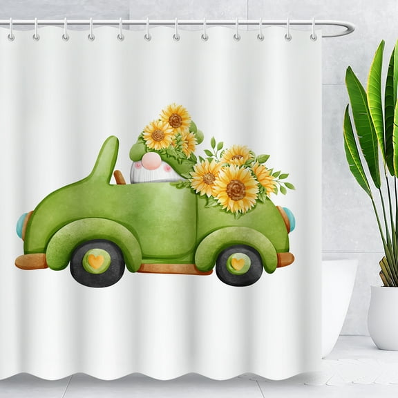 BLINGPAINTING Sunflower Shower Curtain Yellow Floral Green Truck Rustic Farmhouse Flowers Shower Curtains for Bathroom Waterproof Fabric with Hooks 36"Wx72"H