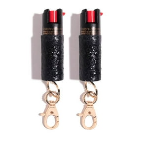 BLINGSTING Essentials Pepper Spray for Self Defense, Black Glitter, 2 Pack, 1 in x 1 in x 3 in