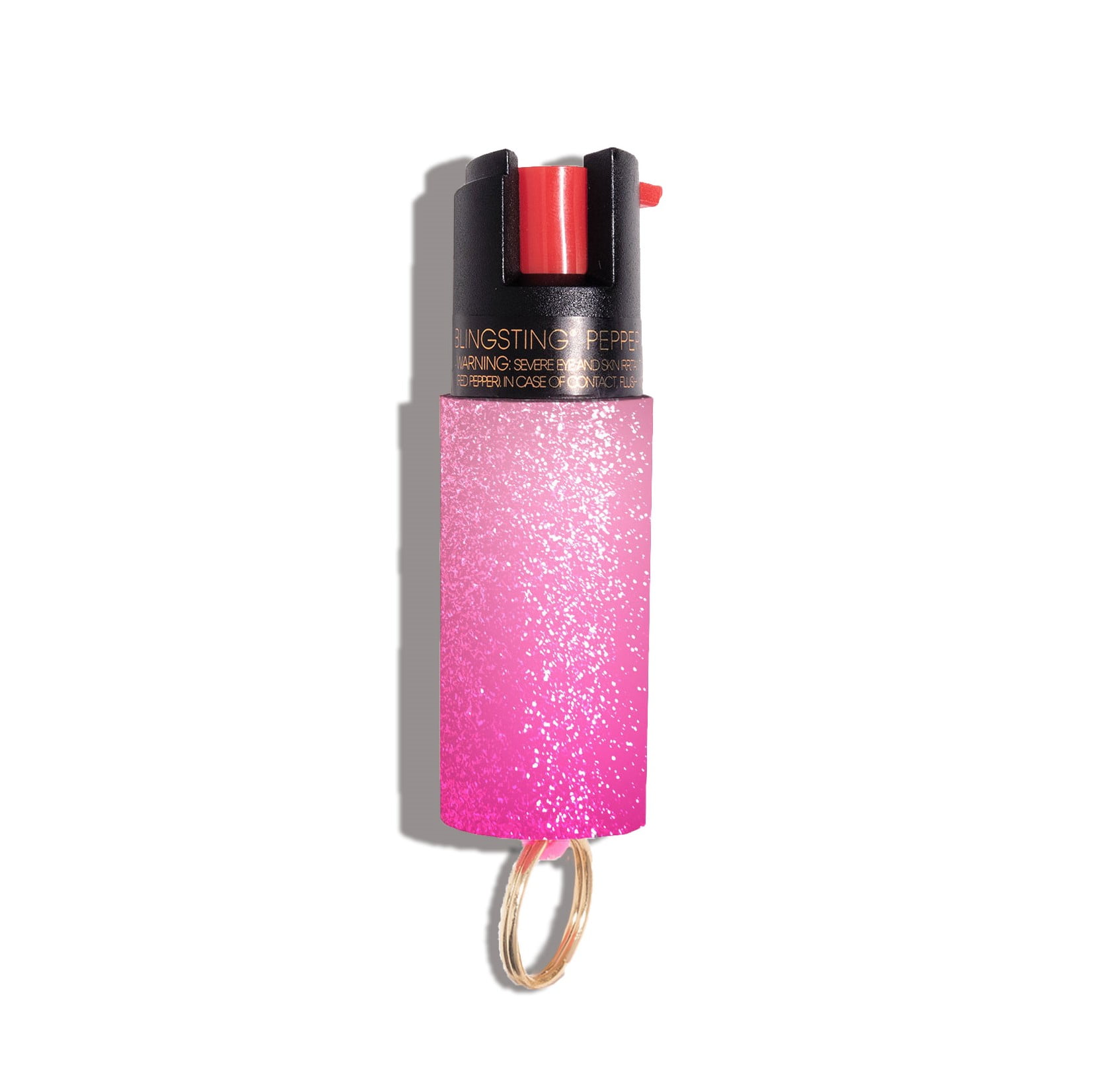 BLINGSTING Essentials Pepper Spray with Key Ring, 0.5 oz, Pink Glitter, 1  in x 1 in x 3 in 