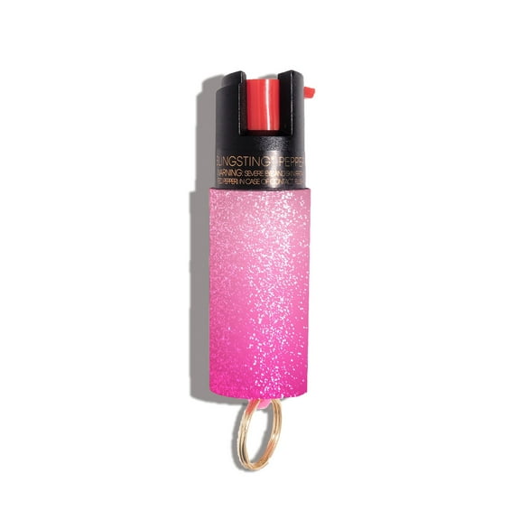 BLINGSTING Essentials Compact Pepper Spray with Key Ring,  Pink Ombre, .5 oz, 1 Count, 1 in x 1 in x 3 in