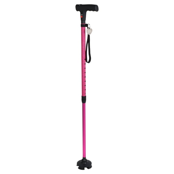 BLINGSTING Adjustable Height Walking Cane for Women with Wrist Strap, AA Batteries, Pink, 30"-38" Adjustable Height