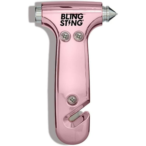 BLINGSTING Safety Hammer - Emergency Automotive Escape Hammer Tool, Seat Belt Cutter & Car Window Break Tool - Blush Rose Pink Metallic, 1 Count