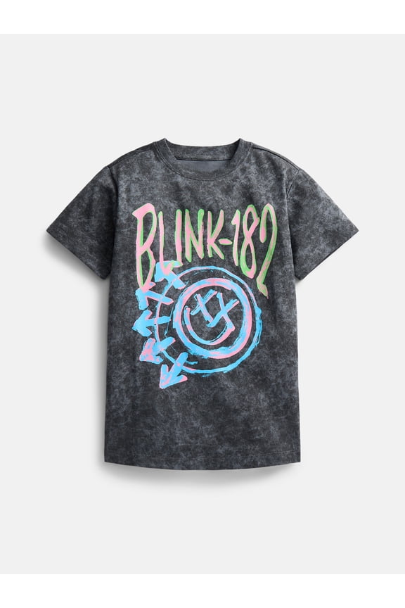 Girls' Graphic Band Tee with Short Sleeves, Sizes 4-16