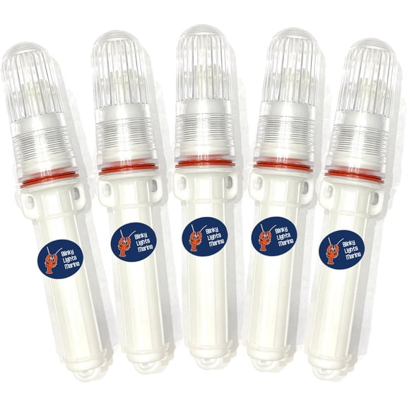 BLINKY LIGHTS MARINE Fishing Strobe for Lobster/Crab Hoop Net Buoy White LED Flashing, Pack of 5, Model SP, Glow Stick Replacement