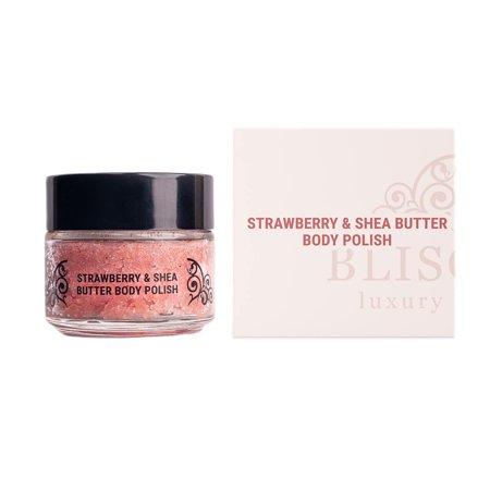 BLISCENT Exfoliating Vit C Strawberry Body Polish| Body Scrub |Deeply Nourishing Crushed Walnut Powder and Vit C Strawberry Extract|Moisturises & Brig