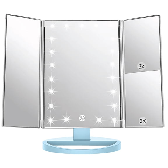 BLISS Makeup Vanity Mirror with LED Lights, 3 Magnification Levels, USB Powered, Touch Button Control, 180 Degree Rotation, 1 Count