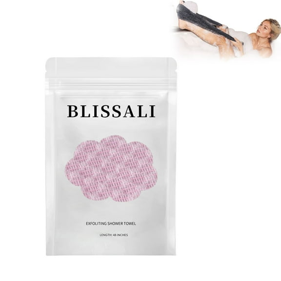 BLISSALI Exfoliating Shower Towel - Long Washcloth Back Body Scrubber for Men & Women