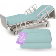 BLISSFORD - 2 Pack Fitted Hospital Bed Sheets with Elastic All Around for a Perfect Fit - Cotton Rich Soft Knitted Jersey Sheet, 36  x 84  x 12 - Blue