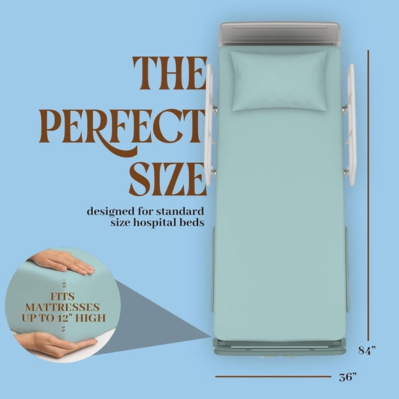 BLISSFORD - 4 Pack Fitted Hospital Bed Sheets with Elastic All Around for a Perfect Fit - Cotton Rich Soft Knitted Jersey Sheet, 36” x 84” x 12” - Blue