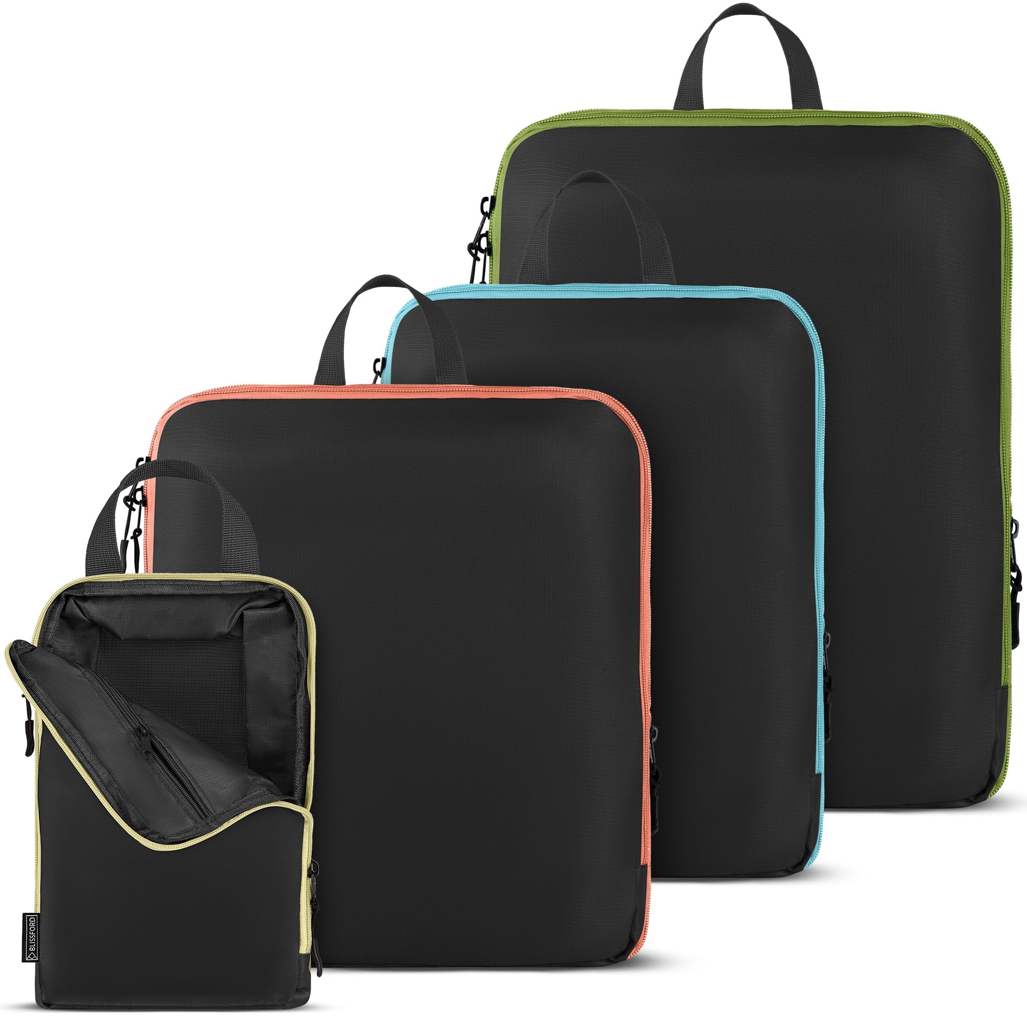 BLISSFORD Compression Packing Cubes for Travel Packing Cubes for Organizing Suitcases and Luggage