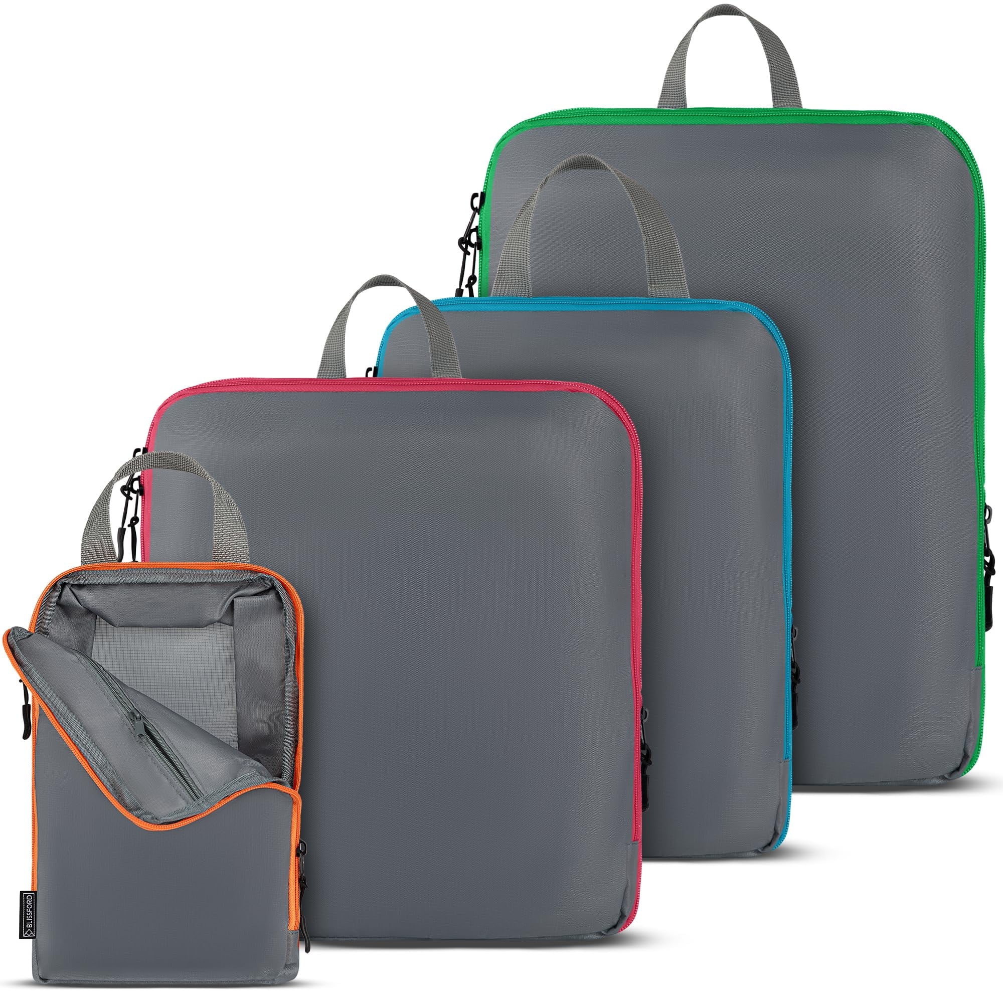 BLISSFORD Compression Packing Cubes for Travel Packing Cubes for Organizing Suitcases and Luggage
