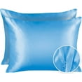 thumbnail image 1 of BLISSFORD Satin Pillowcase with Zipper, for Hair and Skin Care, Feels Soft and Cool Like a Silk Pillowcase, Satin Pillow Cases 2 Pack, Silk Pillow Cover, Jewel Blue - Queen Size, Set of 2, 1 of 5