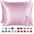 thumbnail image 1 of BLISSFORD Satin Pillowcase with Zipper, for Hair and Skin Care, Feels Soft and Cool Like a Silk Pillowcase, Satin Pillow Cases 2 Pack, Silk Pillow Cover, Pink - Queen Size, Set of 2, 1 of 5