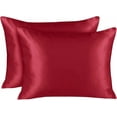 thumbnail image 1 of BLISSFORD Satin Pillowcase with Zipper, for Hair and Skin Care, Feels Soft and Cool Like a Silk Pillowcase, Satin Pillow Cases 2 Pack, Silk Pillow Cover, Red - Standard Size, Set of 2, 1 of 5
