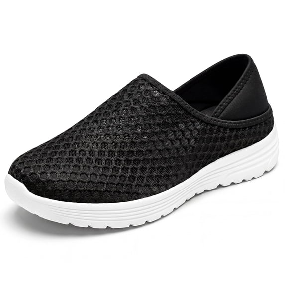BLISSFUL STEP Casual Slip-on Shoes Quick Dry Lightweight Breathable Unisex Shoes Black 5