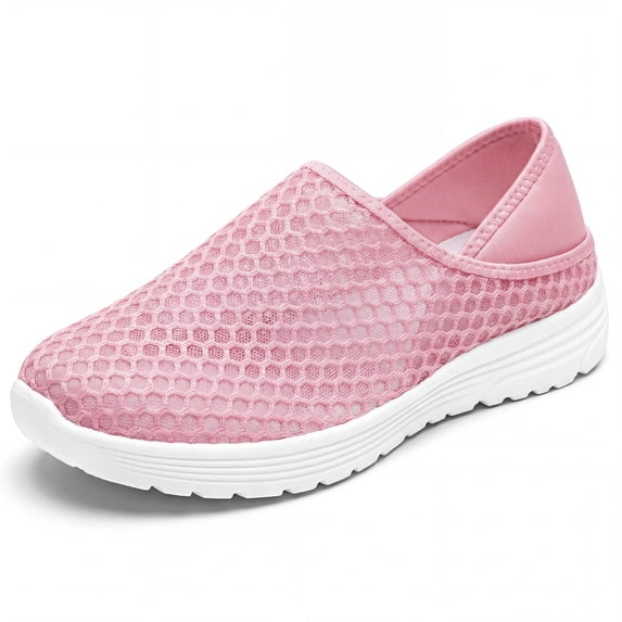 BLISSFUL STEP Casual Slip-on Shoes Quick Dry Lightweight Breathable Unisex Shoes Pink 11.5