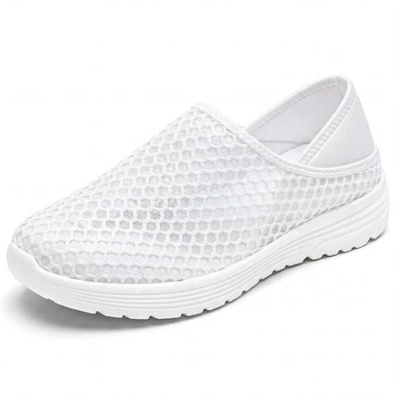 BLISSFUL STEP Casual Slip-on Shoes Quick Dry Lightweight Breathable Unisex Shoes White 9