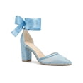 thumbnail image 1 of BLISSFUL STEP Closed Toe Lace Up Heel Chunky Heels Pumps for Women Blue 10, 1 of 8