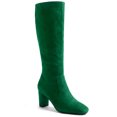 thumbnail image 1 of BLISSFUL STEP Knee High Boots Square Toe Chunky Heel Tall Boots Side Zipper Long Boot Green 6, 1 of 8