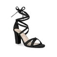 thumbnail image 1 of BLISSFUL STEP Lace Up Strappy Block Heel Sandals for Women - Perfect for Any Occasion Black 10, 1 of 6
