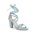 thumbnail image 1 of BLISSFUL STEP Lace Up Strappy Block Heel Sandals for Women - Perfect for Any Occasion Sky Blue 7, 1 of 6