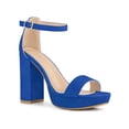 thumbnail image 1 of BLISSFUL STEP Platform Ankle Strap Open Toe Block Heel Sandals for Women Royal Blue 7.5, 1 of 6
