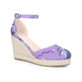 thumbnail image 1 of BLISSFUL STEP Platform Espadrilles Closed Toe Wedge Heel Sandals for Women Purple Flower 8.5, 1 of 6