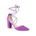 thumbnail image 1 of BLISSFUL STEP Pointy Toe Lace Up Chunky Heeled Sandal Dress Pumps for Women Purple 8.5, 1 of 6