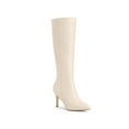 thumbnail image 1 of BLISSFUL STEP Valentine's Women's Boot Pointed Toe Side Zipper Stiletto Heel Knee High Boots Cream 7.5, 1 of 6