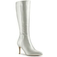 thumbnail image 1 of BLISSFUL STEP Valentine's Women's Boot Pointed Toe Side Zipper Stiletto Heel Knee High Boots Silver 9.5, 1 of 8