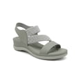 thumbnail image 1 of BLISSFUL STEP Women's Ankle Elastic Strap Wedge Heel Sandals Green-1 6.5, 1 of 7