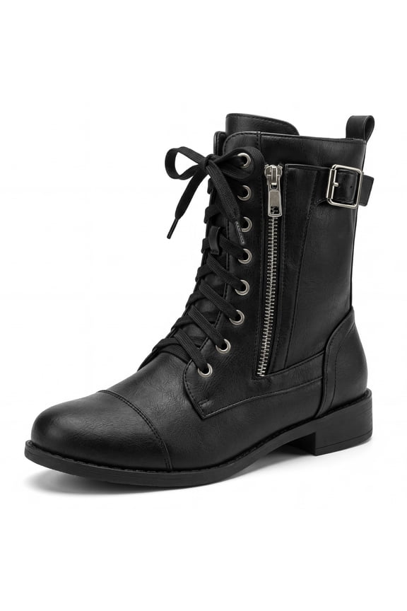Women's Ankle Hiking Winter Shoes Side Zipper Work Boots Black 9