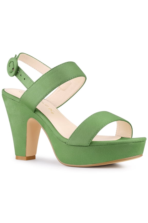 Women's Platform Heels Chunky Heel Slingback Open Toe Sandals Olive Green 7.5