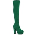 thumbnail image 1 of BLISSFUL STEP Women's Boots Platform Block Heel Over the Knee Thigh High Boots Green 8.5, 1 of 7