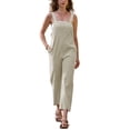 thumbnail image 1 of INSPIRE CHIC Women's Casual Jumpsuit Cotton Linen Adjustable Tie Straps Back Zipper Sleeveless Overalls X Small Khaki, 1 of 4