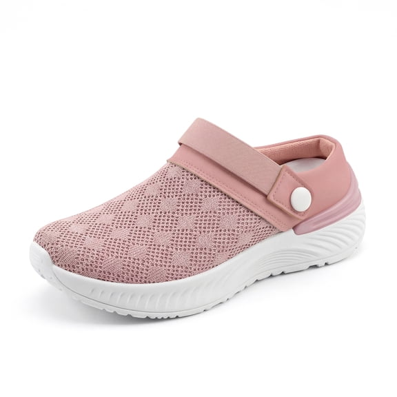 BLISSFUL STEP Women's Clogs Garden Shoes Slip on Sandals Breathable Summer Walking Slippers Pink 5.5