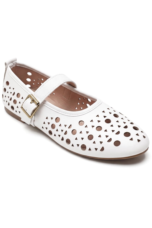 Women's Closed Toe Buckle Ballet Flats Slip on Pumps Beige2 8