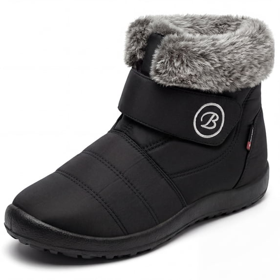 BLISSFUL STEP Women's Comfortable Non-Slip Warm Shoes Snow Lightweight Durable Boots Black 5.5