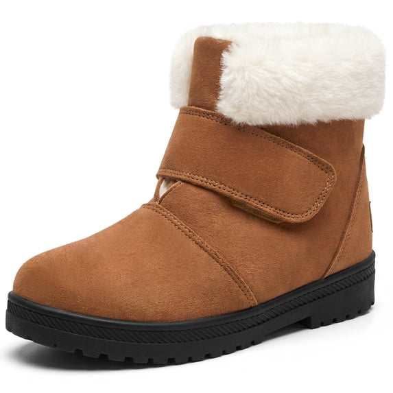 BLISSFUL STEP Women's Comfortable Warm Shoes Snow Non Slip Winter Boots Brown 9.5