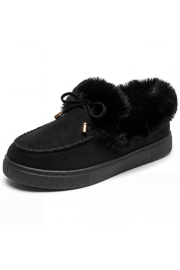 Women's Durable Warm Insulation Shoes Lightweight Winter Anti-Slip Outsole Snow Boots Black 9